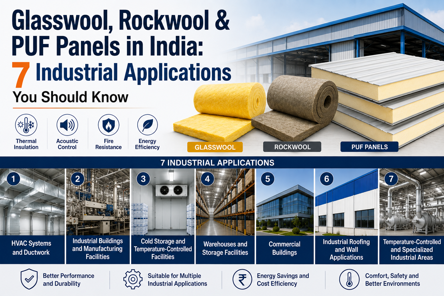 Glasswool, Rockwool & PUF Panels in India